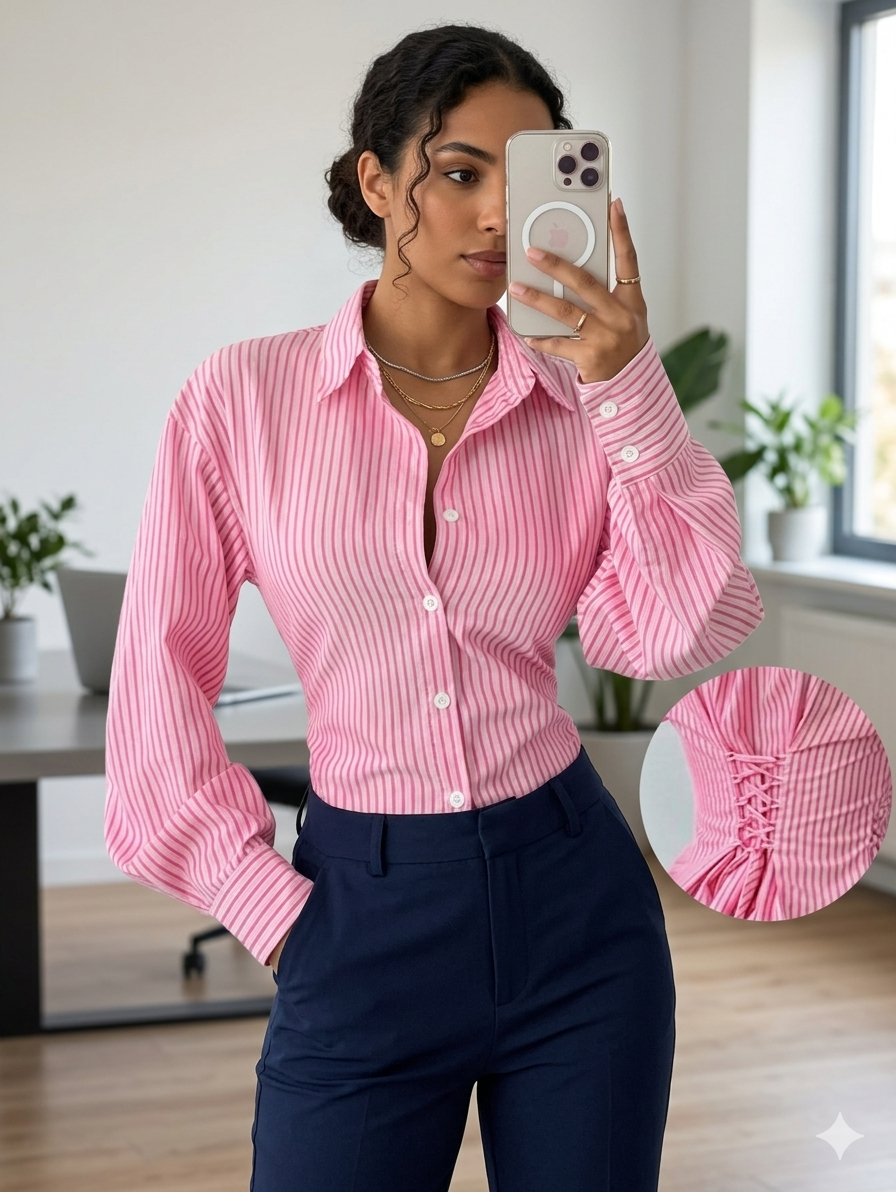 Chemise corset à rayures